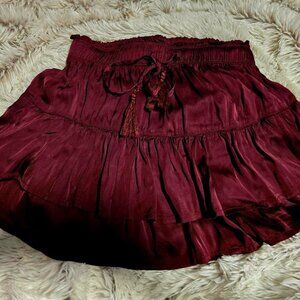 Aerie Sweet n Silky Ruffled Tiered Satin Mini Skirt